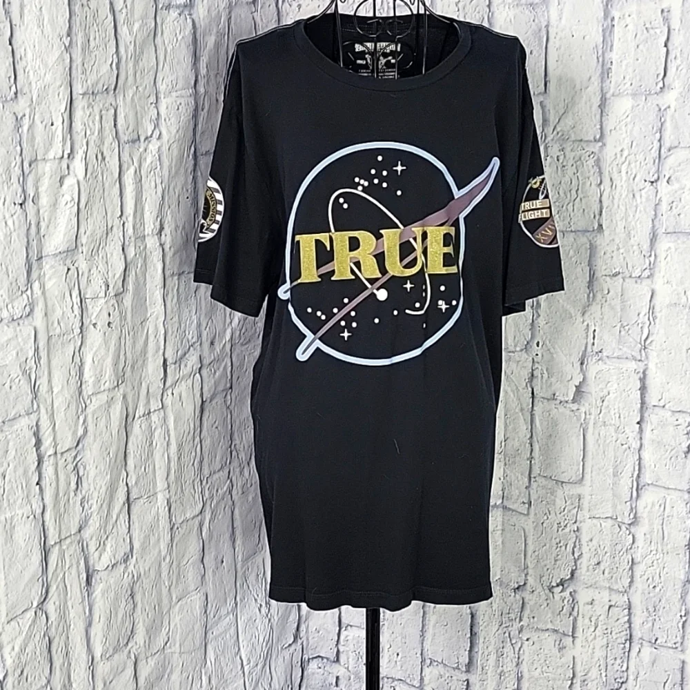 TRUE RELIGION Black‎ Flight Mission Nasa T Shirt Large